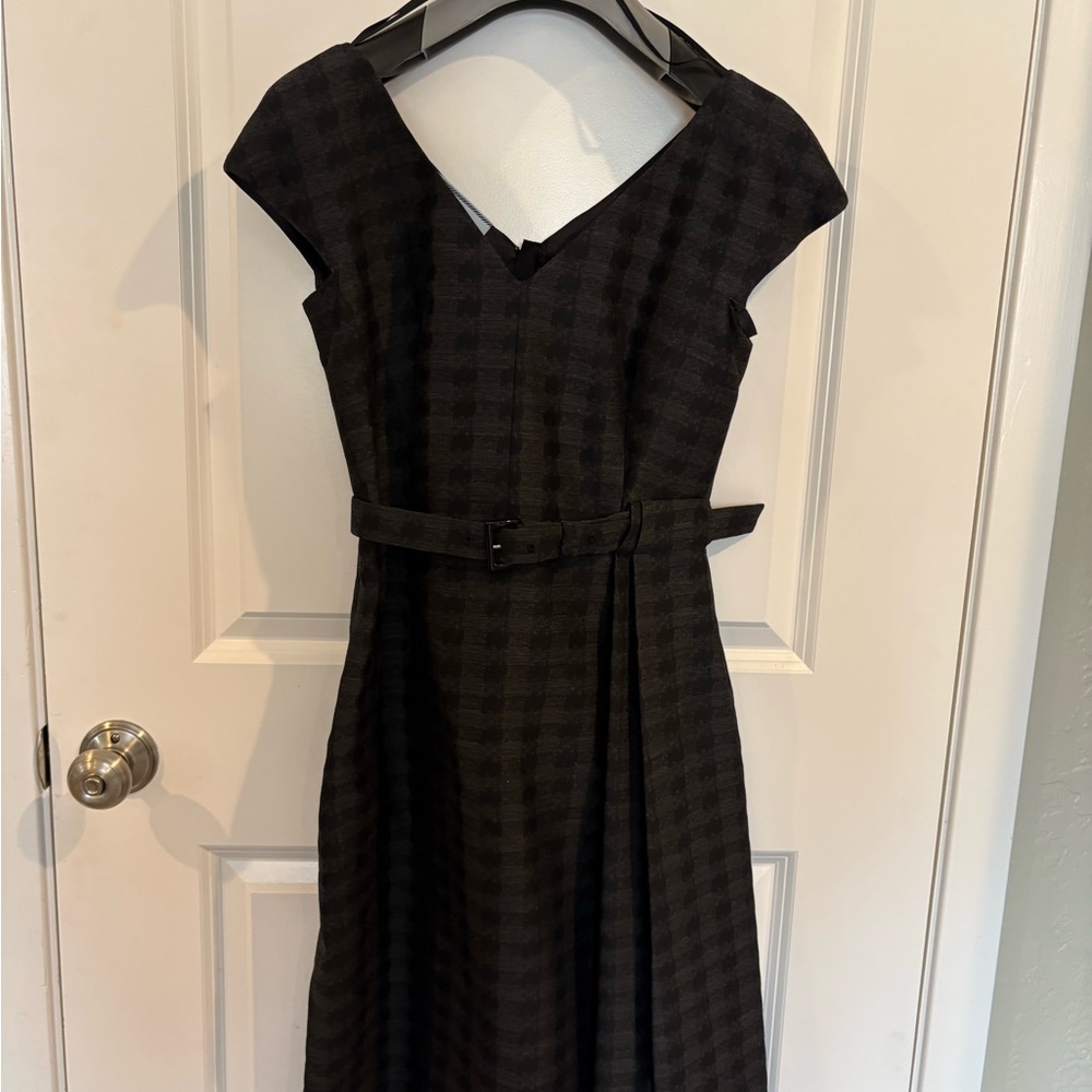 Prada Black A-Line V-Neck Midi Dress